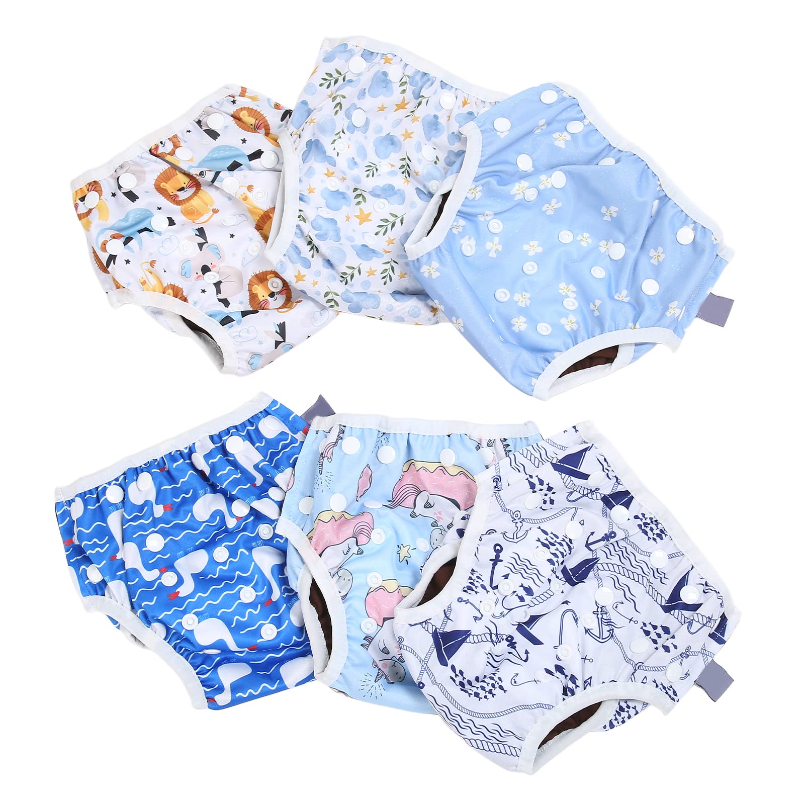 6 Stück Baby-Schwimmwindeln, atmungsaktiv, waschbar, wiederverwendbar, wasserdicht, für Kleinkinder, Netztaschen-Stoffwindeln