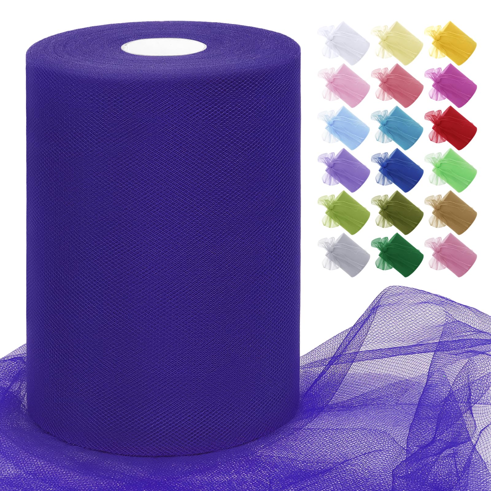 Uiopa Dark Purple Tulle Fabric Roll 15cm x 91m Polyester Netting Fabric Mesh Tulle Ribbon for Tutu Skirts, Gift Wrapping, Birthday/Party/Wedding Decoration, DIY Projects