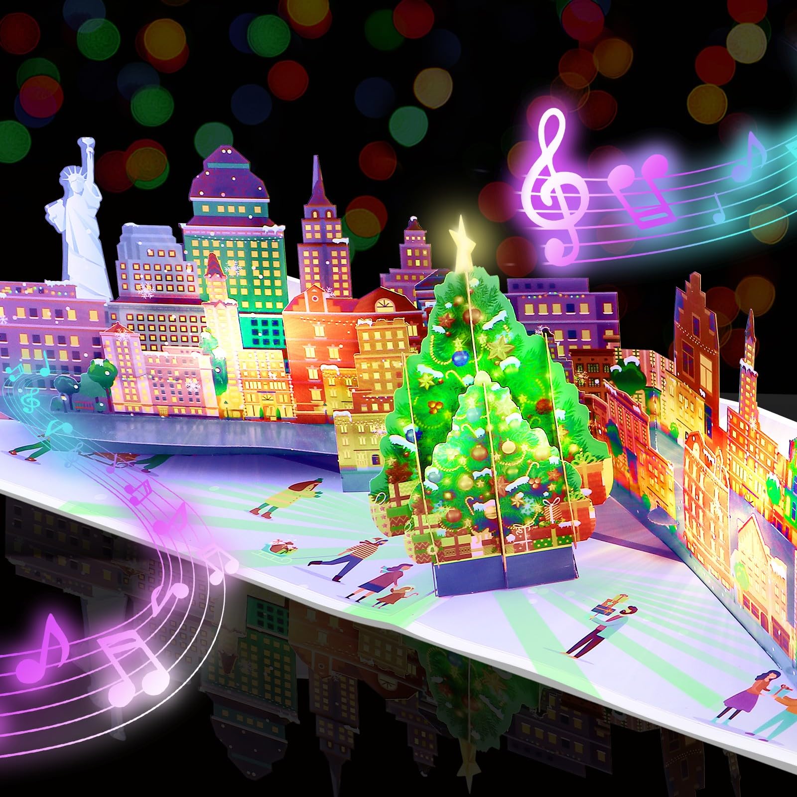 Amazon.com : Yinghezu 3D Pop Up Christmas Cards with Lights
