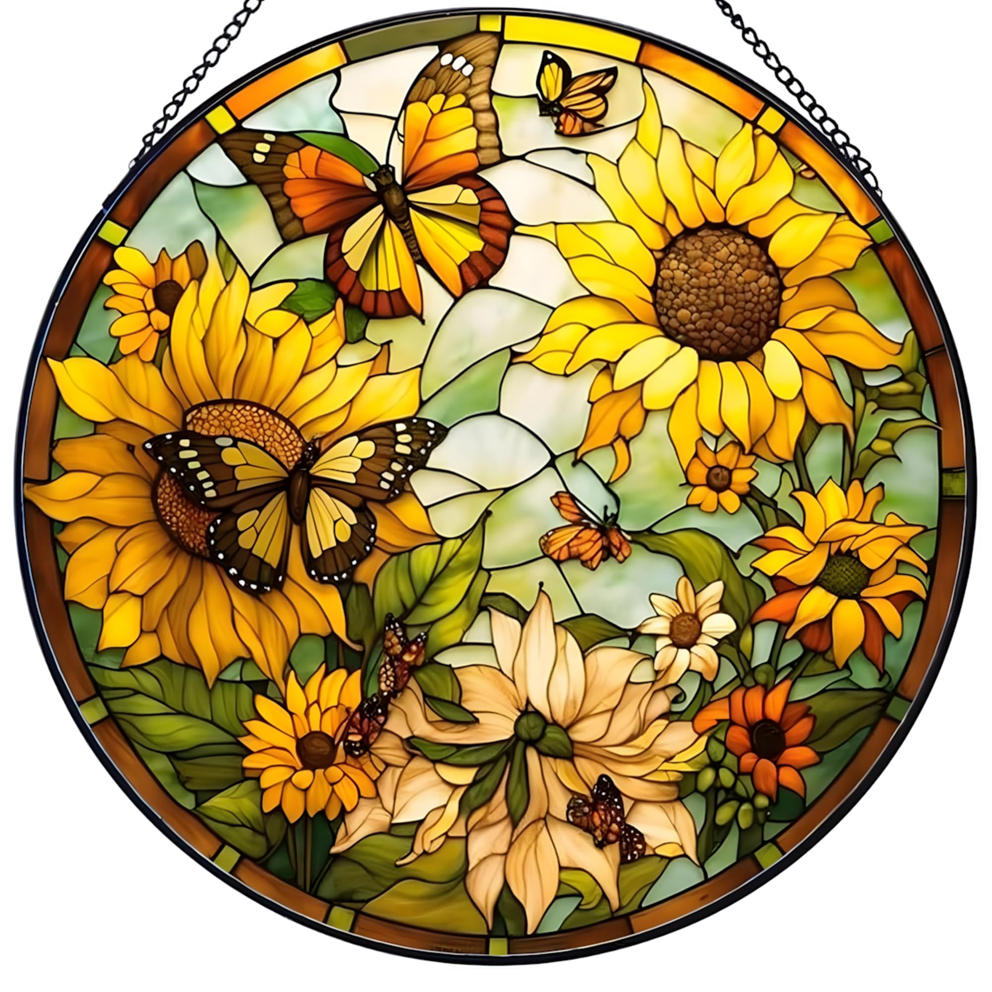 TUYOBG Sunflower Acrylic Garden Wall Art Outdoor, Weather-Resistant Hanging Ornaments for Outdoor Fence Decorations, Colorful Round Garden Decor for Patio, Yard, Porch, or Living Room
