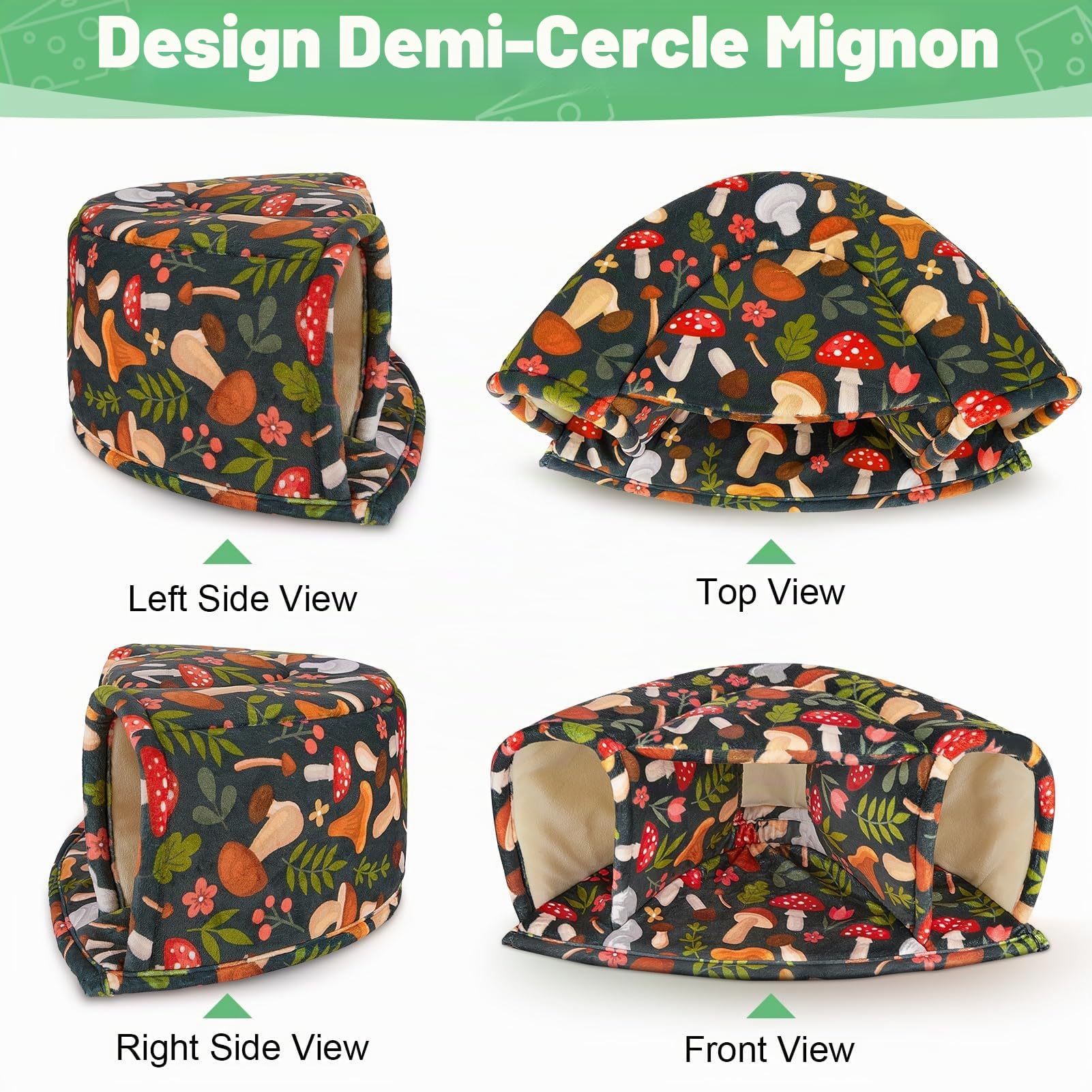 Maison pour Cochon d’Inde et Lapin, Lit Douillet Lavable pour Petits Animaux, Tunnel Chaud pour Hamster et Chinchilla
