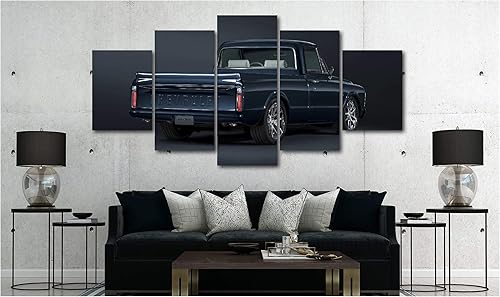 5 pósteres de lienzo de lujo de autos deportivos, supercoches, exóticos, lujosos, modernos, para decoración de pared (5 piezas, mediano, Chevy Truck)
