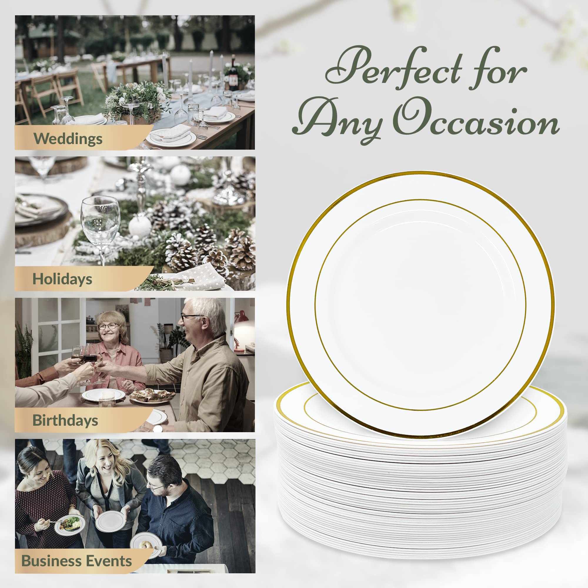 Reli. 110 Disposable Dinner Plates - Gold Rim -5