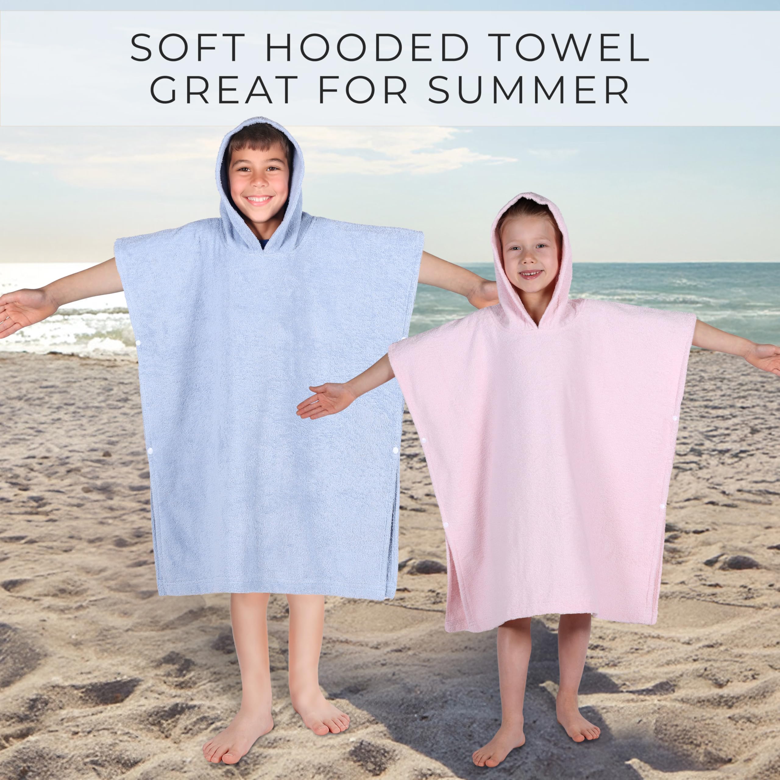 Superior Kinder Baumwoll-Frottee-Poncho, weiches, saugfähiges Badetuch mit Kapuze, Badezimmerzubehör, lang, Plüsch-Bademäntel für die Badewanne
