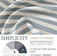 Vista 6 de Cortinas de cocina estilo granja a rayas Vangao de 24 pulgadas de largo, cortinas de lino para café, cortinas de nivel con rayas, cortinas