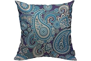 Blue Paisley Design Throw Pillow Cover