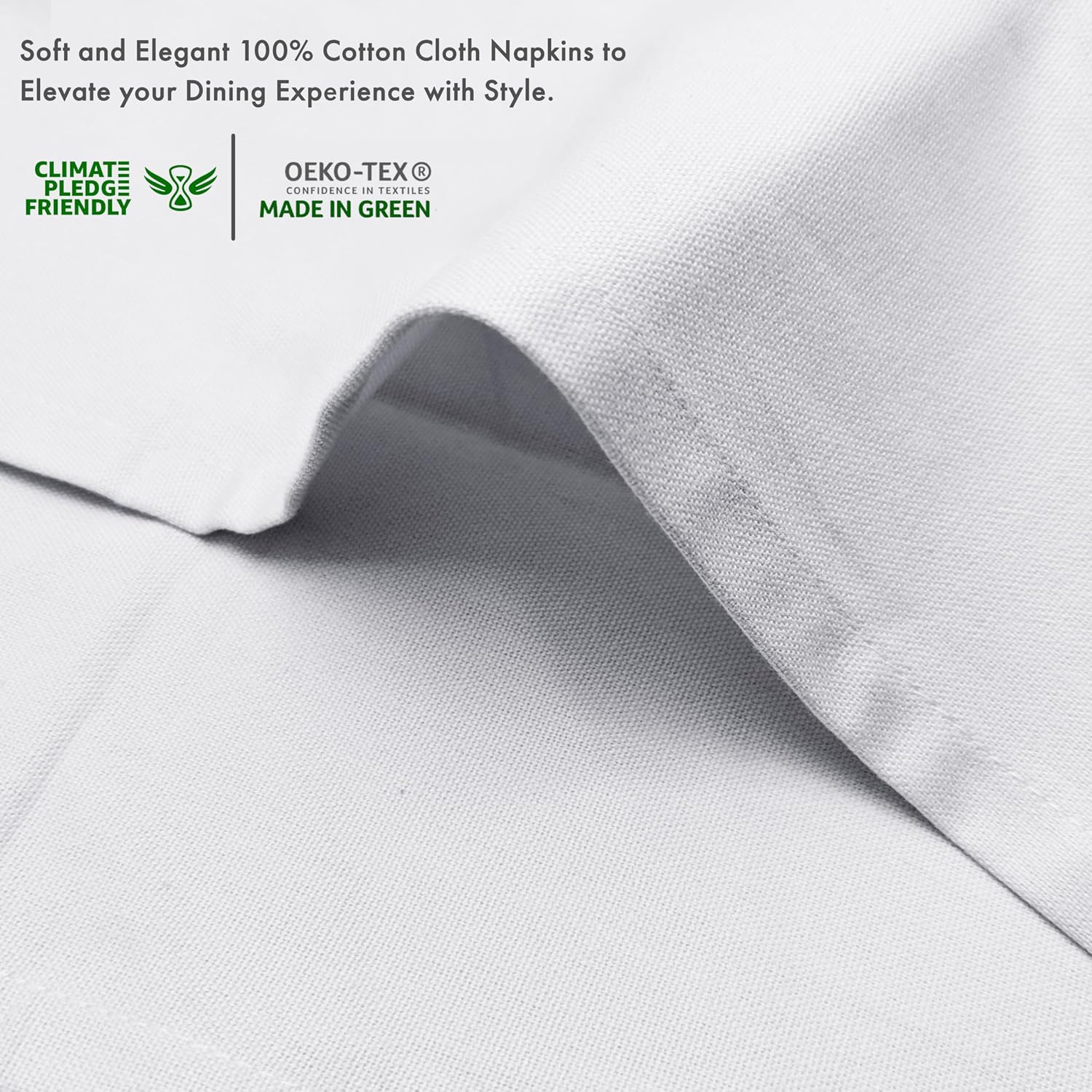 Ruvanti Cloth Napkins Set of 12, 100% Cotton High GSM 18x18 Inches Soft, Washable, Highly Durable & Absorbent, Perfect for Parties, Christmas, Thanksgiving Dinners – White