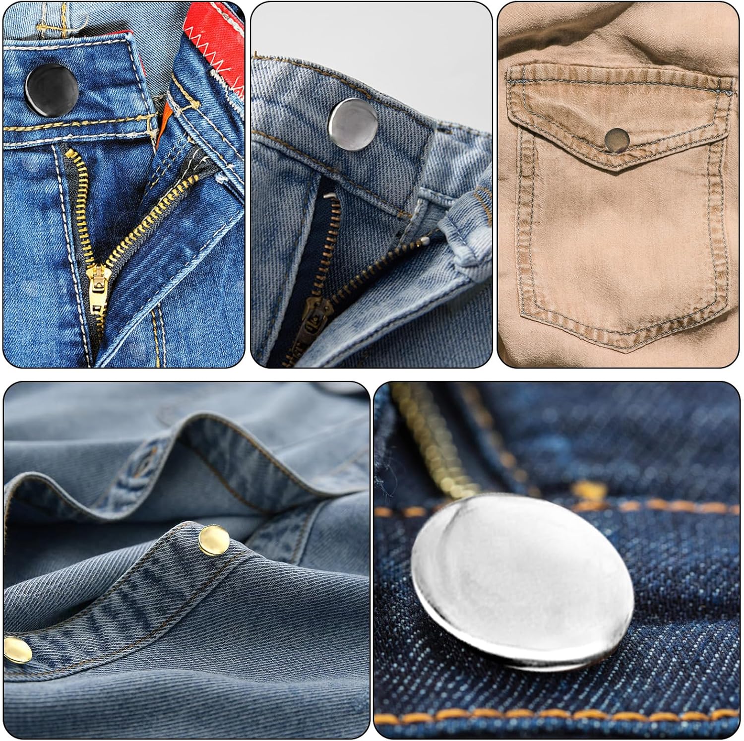 VEGCOO Set of 324 Press Studs and Fastening Tool, 15 mm 5 Colours Brass Snap Buttons, Metal Press Studs with Fixing Tool Kit for Leather Coats, Jackets, Jeans and DIY Clothing