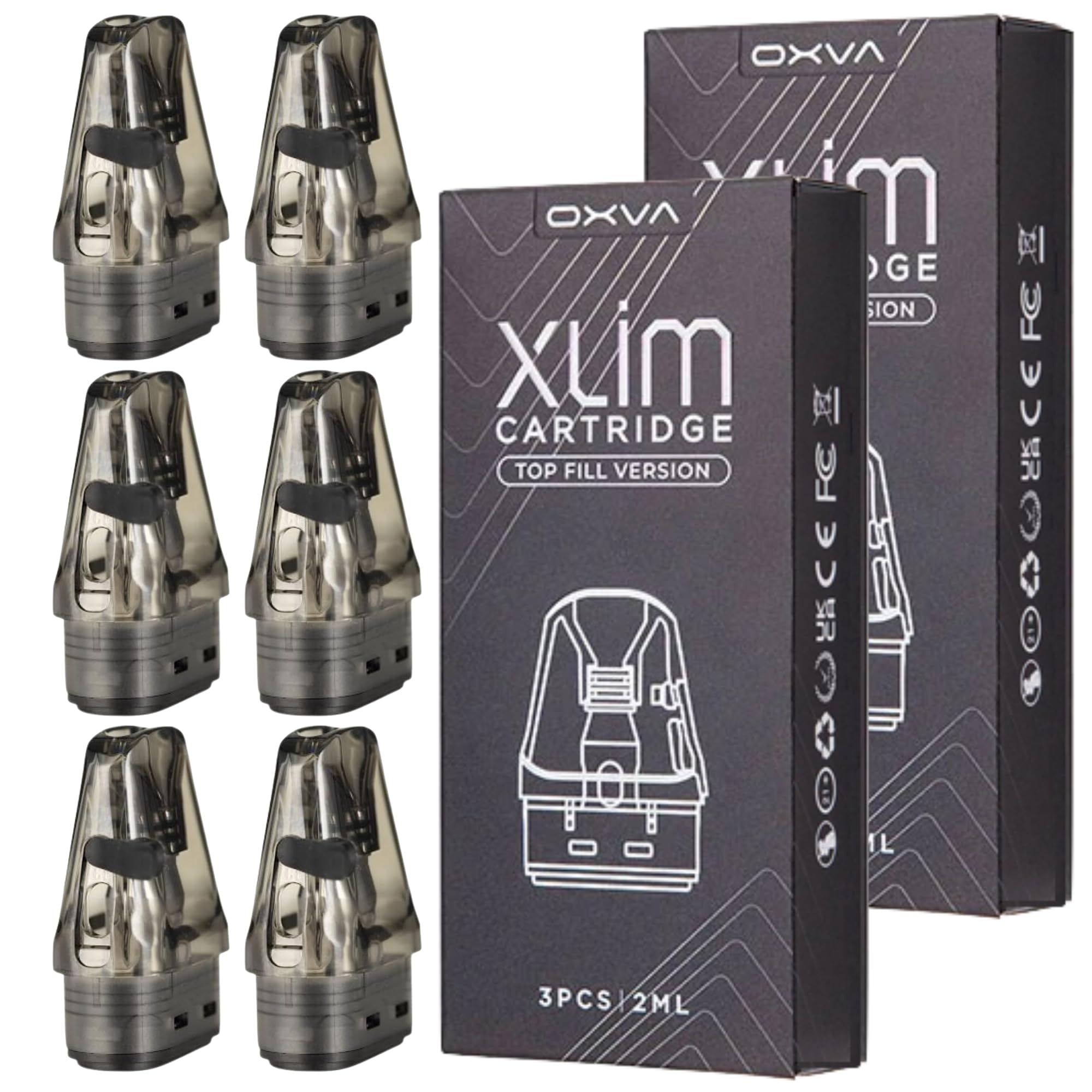 Oxva Xlim Pods (0.6) Compatible with Oxva Xlim Pro 3 - Xlim Pro 2 - Xlim Series - Except Xlim C Kit - Pack of 6 Xlim V3 Pods - 2ml Mesh Pods - 20-25w - No Nicotine (0.6ohm)