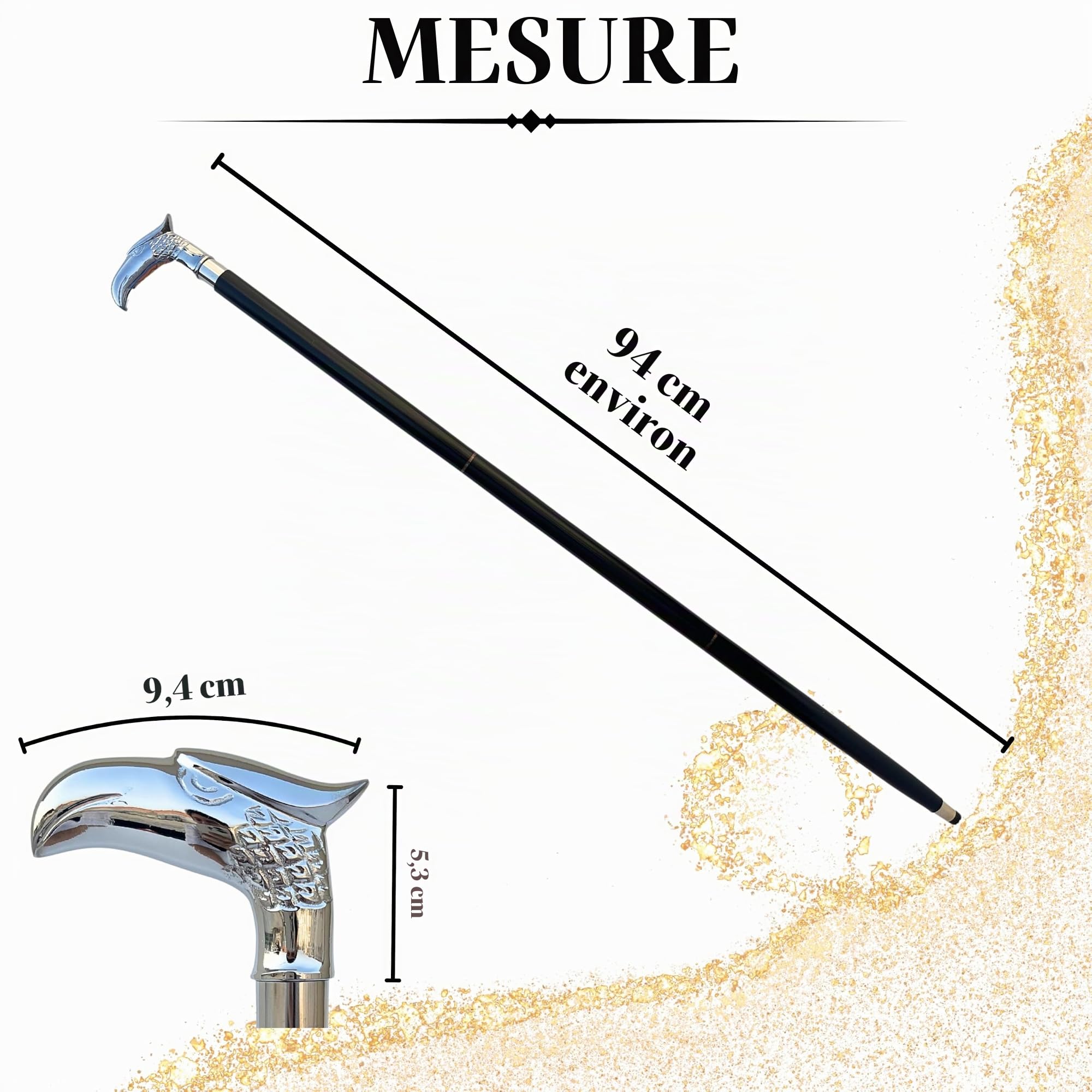 liquidation de Produits Vente 50% Cane et bâton de marche ** Symbole de puissance et de force ** SouvNear 95 cm Rare Eagle Head de canne en bois with argent nickelé Poignée décorative