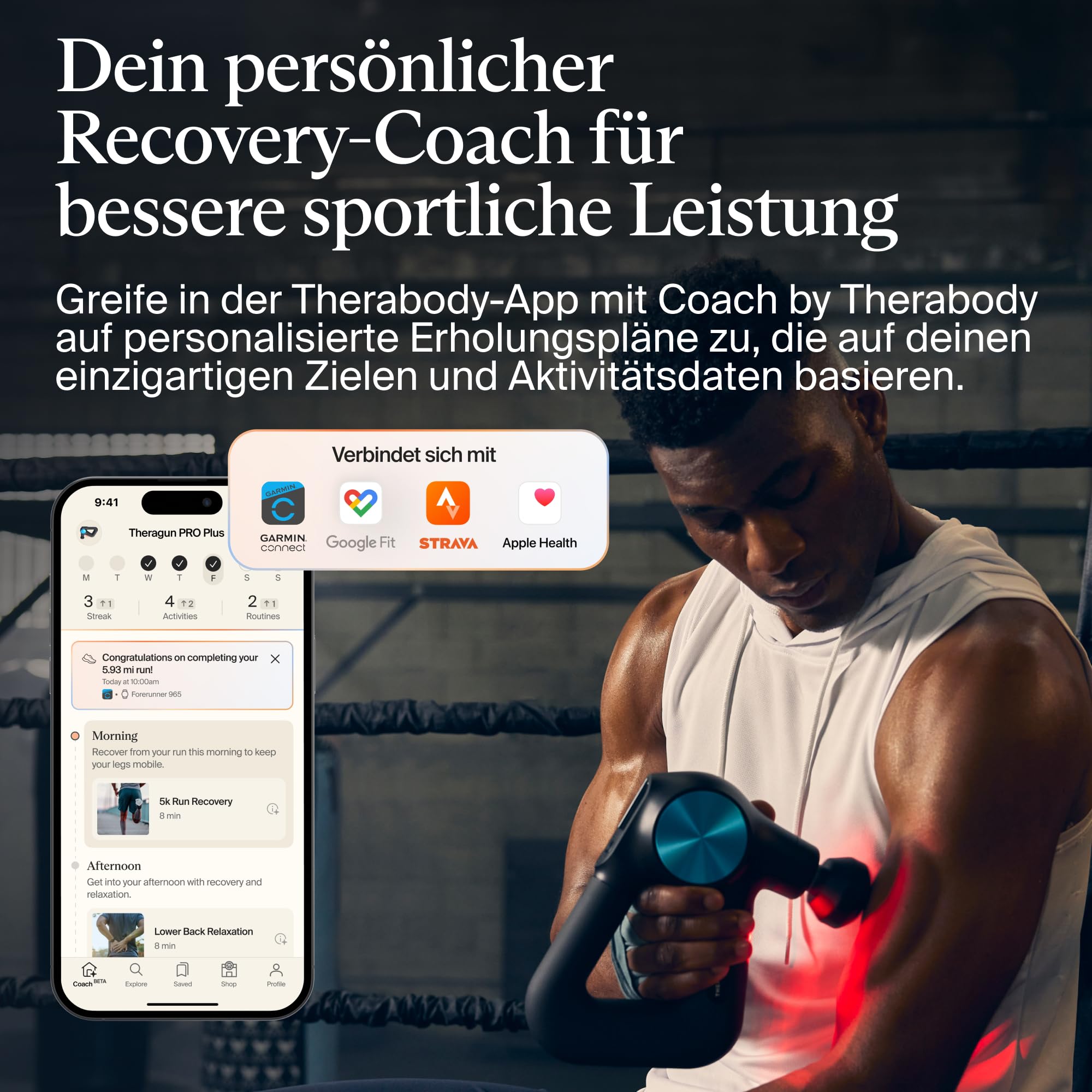 Theragun Pro Plus Handheld Massagepistole- Bluetooth ermöglichte die Percussion -Massagepistole zur Schmerzlinderung - Tiefgewebe -Muskelmassagebast (Schwarz - Pro Plus)