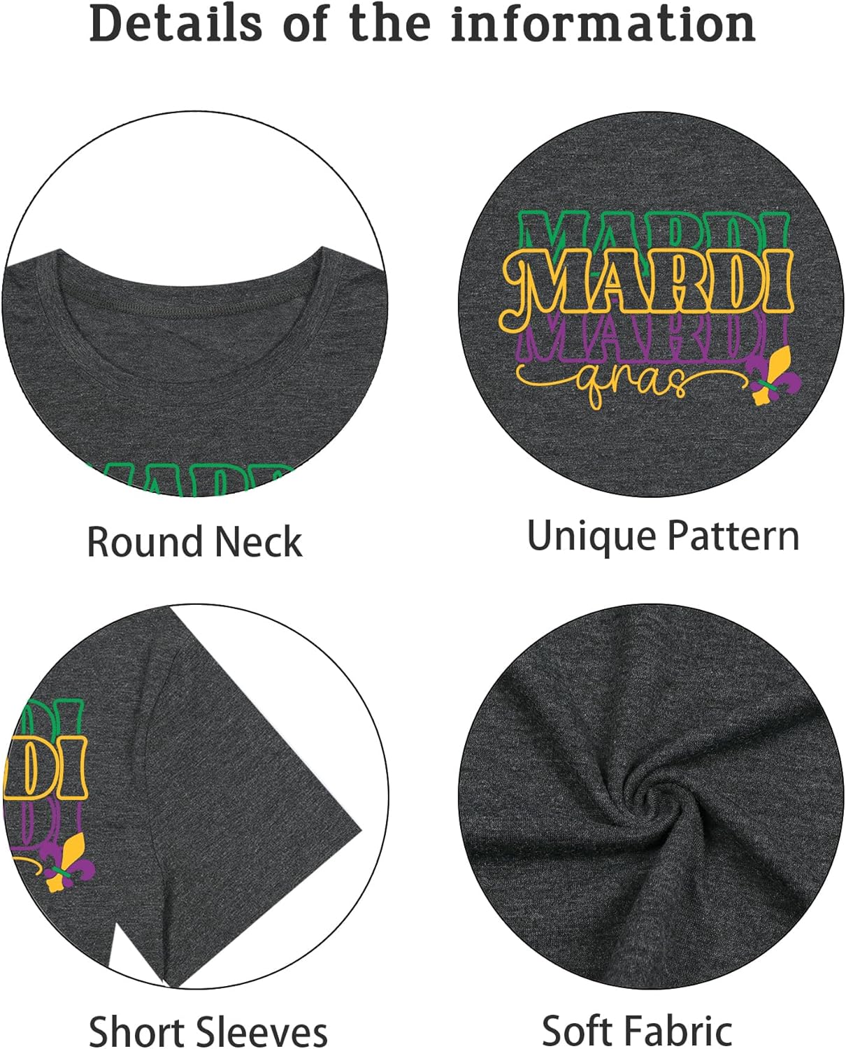 Carnival Shirt for Women Cheer Outfit Fat Tuesday Tshirt Fleur De Lis Graphic Tee Mask Carnival New Orleans Party Tops - Image 6