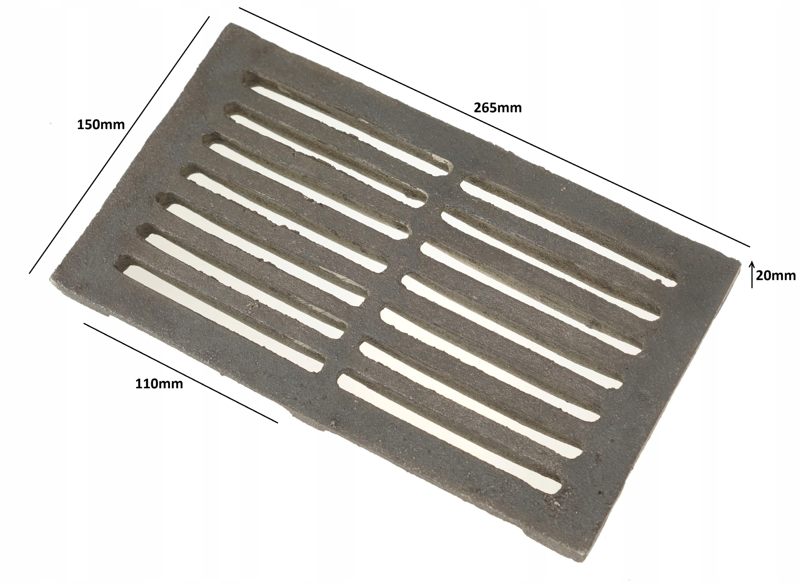 Griglia in ghisa per camino - struttura compatta per piccole stufe - resistente alle alte temperature per combustione efficiente e uso prolungato - 265 x 150 mm