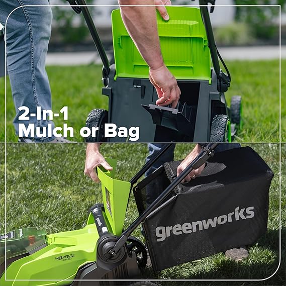 Greenworks 48V (24V x 2) 17 Cordless (Push) Lawn Mower (200+ Compatible Tools), (2) 4.0Ah Batteries and Dual Port Rapid Charger Included