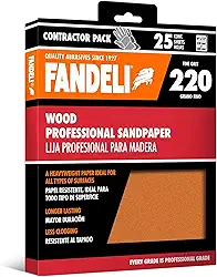 As folhas de lixa de madeira Fandeli 36014 220 Grit, 23 cm por 28 cm são o papel perfeito para uso em madeira. Ótimo para trabalhos de acabamento sensíveis e delicados, duradouros e fáceis de usar. Sensação mais suave para menos arranhões. Vendido como um pacote contendo 25 folhas. Independentemente da aplicação de acabamento, a Fandeli pode ajudá-lo a realizar o trabalho com sua linha completa de abrasivos revestidos de qualidade, com um nome em que você pode confiar. A Fandeli se orgulha de seus mais de 85 anos de história como fabricante integrada de abrasivos revestidos de qualidade. A Fandeli investiu fortemente em equipamentos e sistemas de controle de qualidade de última geração, e isso permite que a Fandeli mantenha um alto padrão de qualidade exigido pelo mercado varejista.