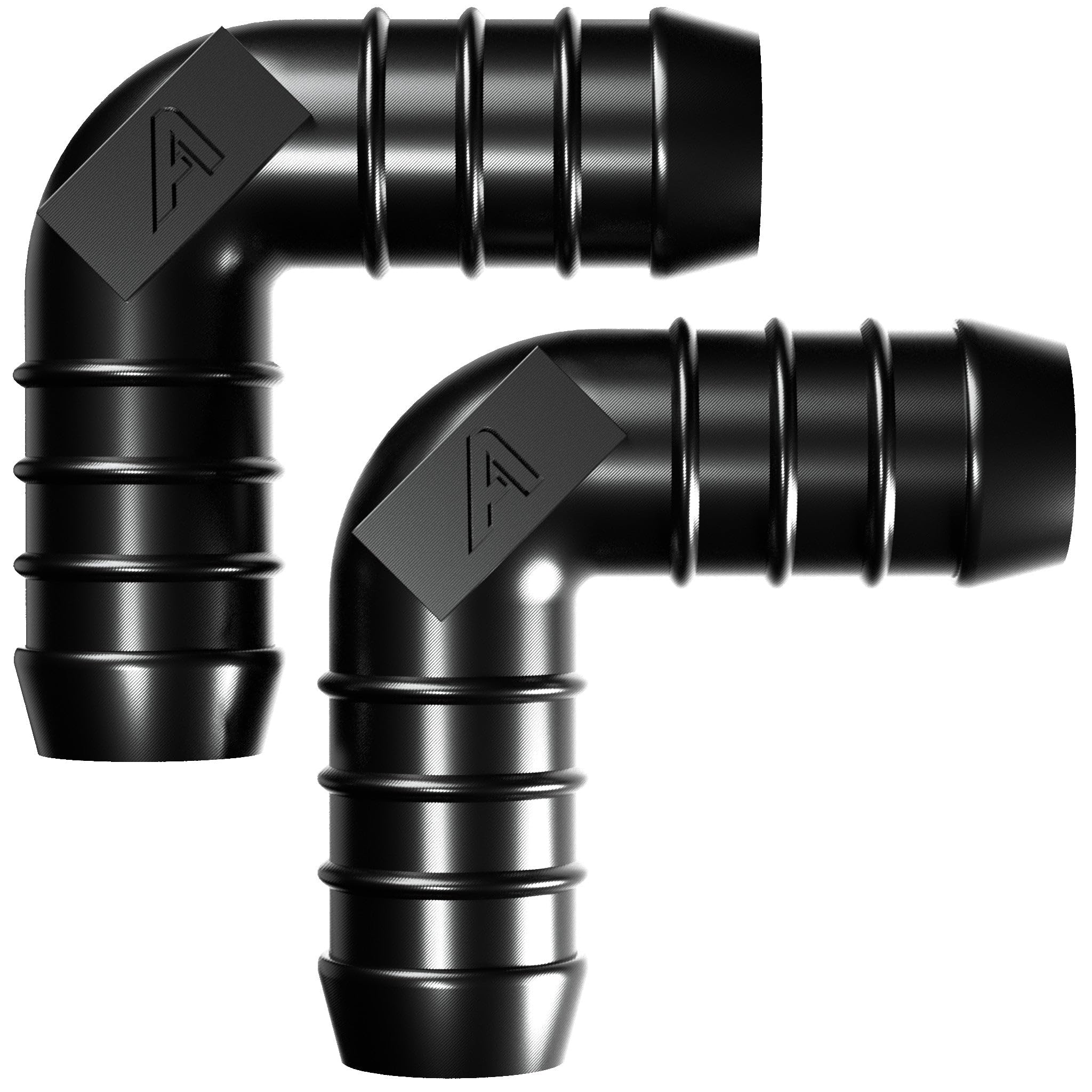 2 Pack - 19mm (0.75 Inch) Black Plastic 90 Degree Pipe Elbow Connector Pond Water Garden Silicone Rubber