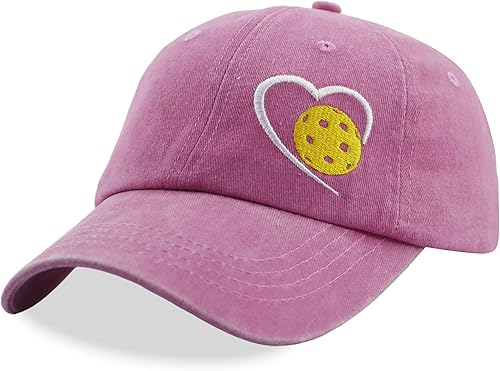 Regalos de pickleball de corazón para mujeres y hombres, gorra de béisbol de algodón bordada responsablemente ajustable