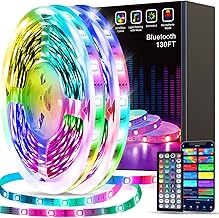 Lámparas de Tira LED Tenmiro de 130 pies (2 Rollos de 65 pies) Tiras de Luz Inteligentes con Control de Aplicación Luces LED RGB para Dormitorio, Luces de Cambio de Color Sincronizadas con Música para Fiesta en la Habitación