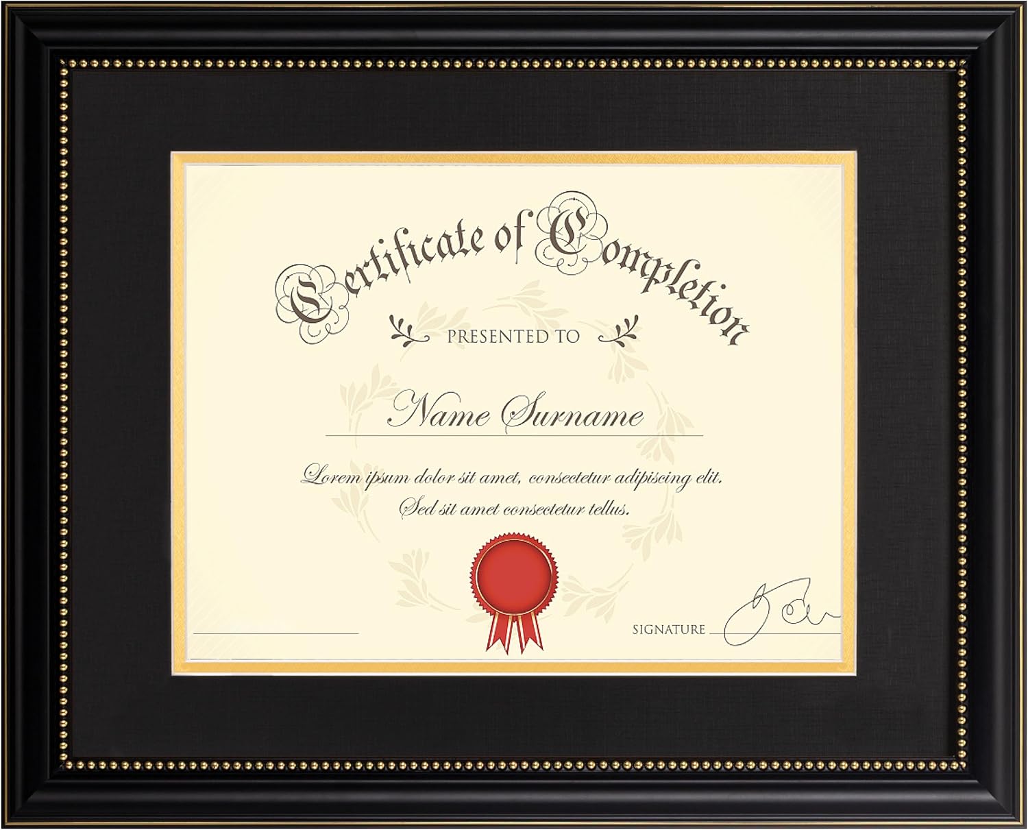eletecpro 11×14 Diploma Frame for 8.5×11 Degree, Solid Wood with Real Glass, Black & Gold Mat, Wall or Tabletop Display, Office or Home Decor, Black Color, 1 Pack