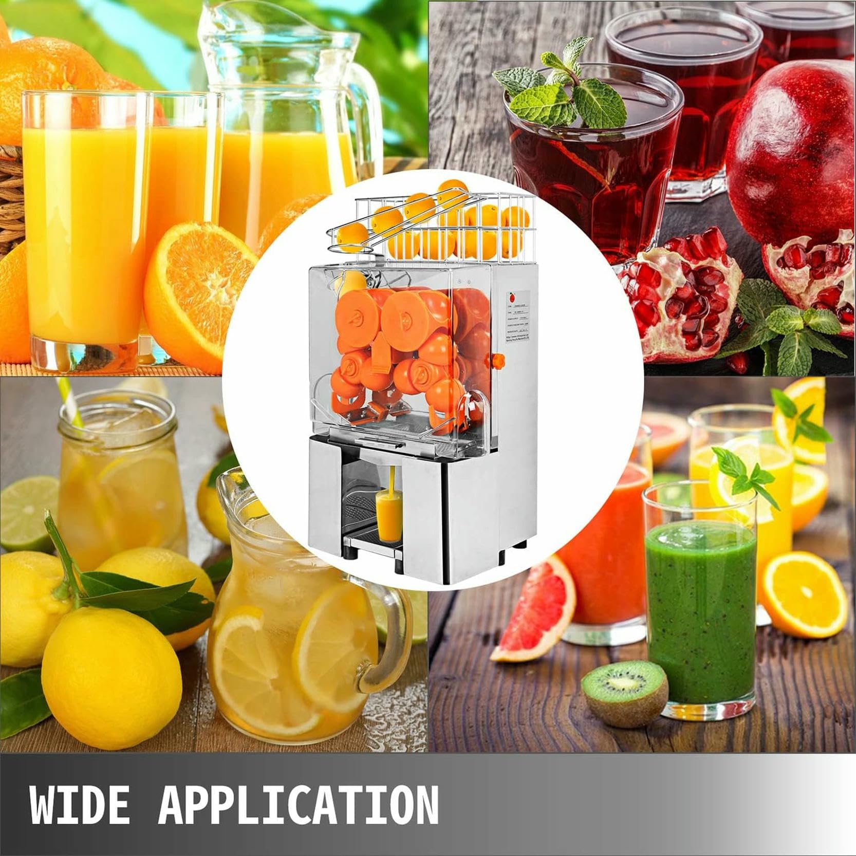 Exprimidor de Naranjas Comercial, exprimidor eléctrico de cítricos de 120 W, alimentación automática, 20-30 Naranjas por Minuto con Filtro extraíble. Ampliamente Utilizado en Super