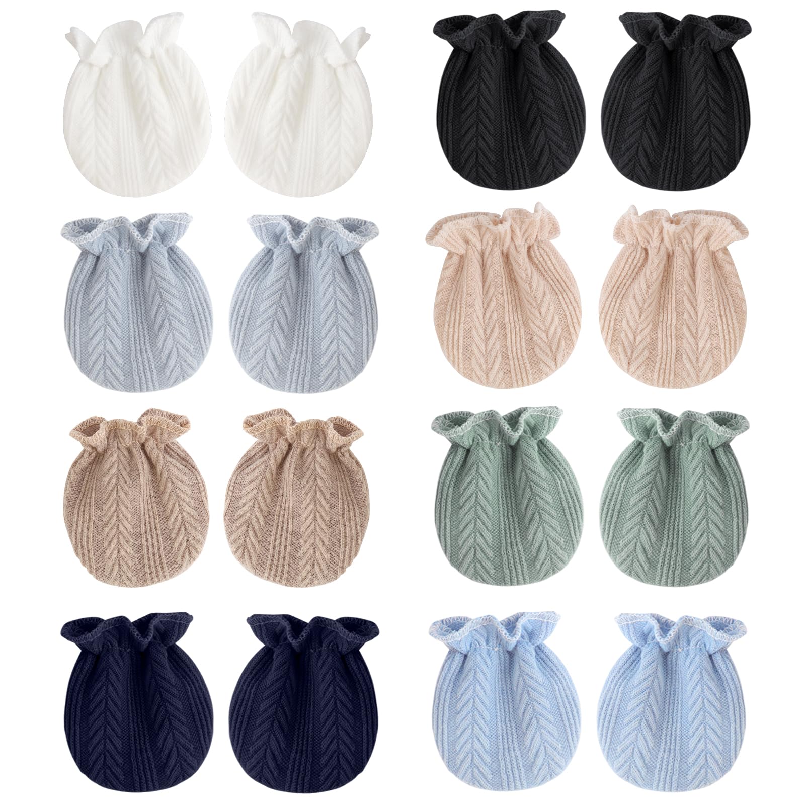 BQUBO Newborn Infant Toddler Mittens No Scratch Cotton Elastic Wrist Gloves Hypoallergenic for 0-6 Months Baby Boys Girls 8 Pairs: Wheat Ears Pattern I