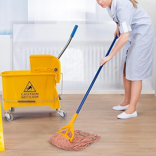 Miniatura 60 de Matthew Cleaning - Cabezal de trapeador de alta resistencia para limpieza general y de suelos, repuesto de cabezal de hilo de algodón azul