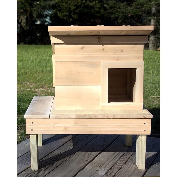 Buy Pinnacle Woodcrafts Cat Outdoor House Cedar Wood Outdoor Cat House Shelter with Waterproof