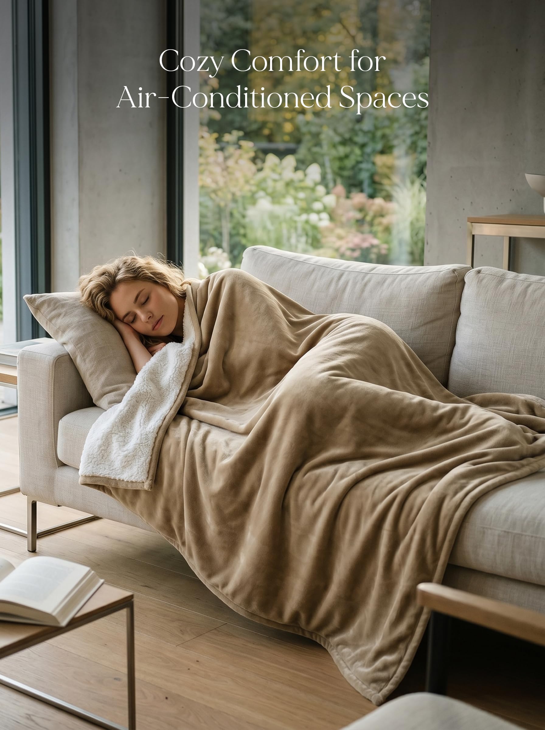 Utopia Literie Couverture Sherpa [Chameau, 228x228 cm] - 480GSM Couverture réversible en Polaire épaisse et Chaude pour lit, canapé, Camping et Voyage