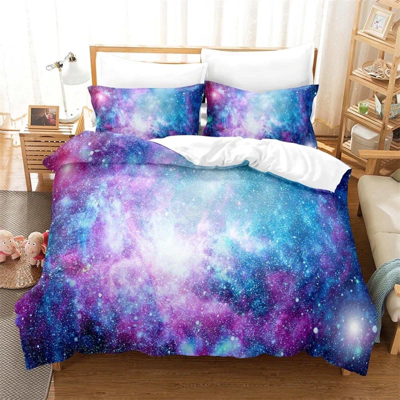 Housse de couette ciel étoilé literie king size et taies d'oreiller chambre