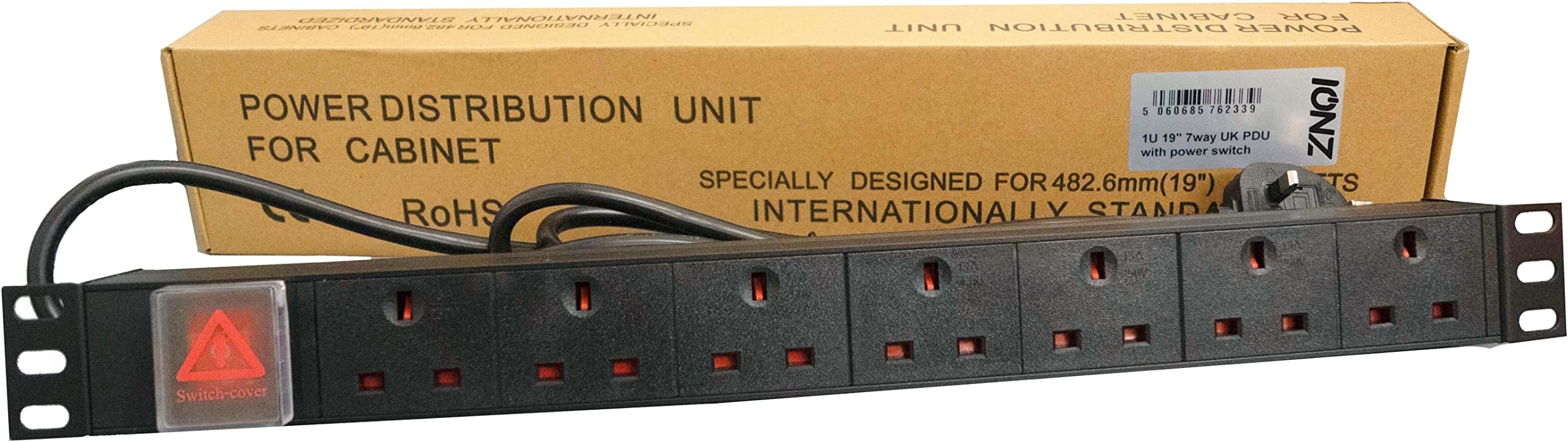 7 Way 13A PDU 1U Switched 19" Inch Standardised Horizontal Power Distribution Unit