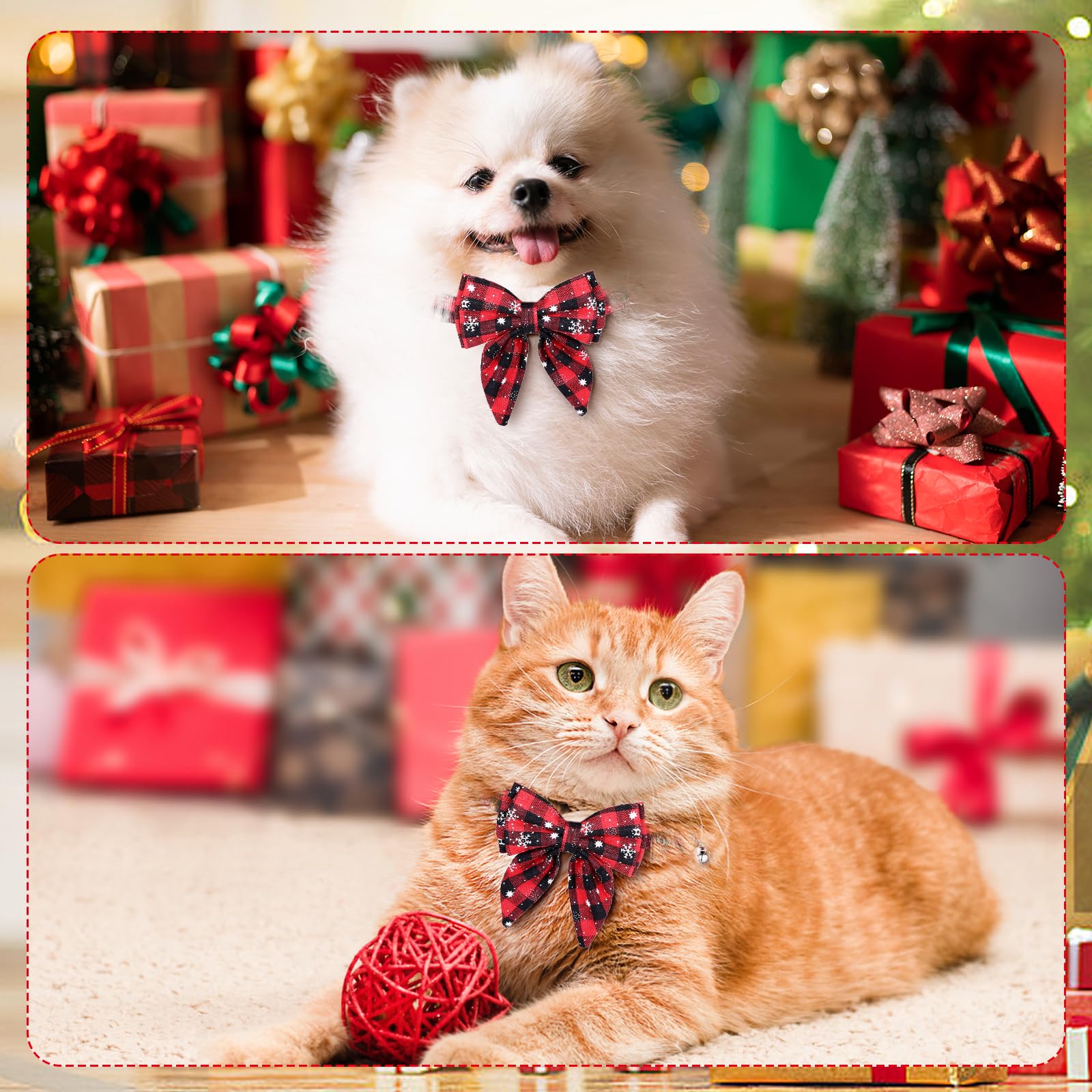 Kesote Hundehalsband Katze Halsband Hund Weihnachtshalsband Gro Hunde  Hundeschleife Einstellbar Schleife Rot Weihnachten Geschenk Welpen (L) :  Amazon.de: Haustier