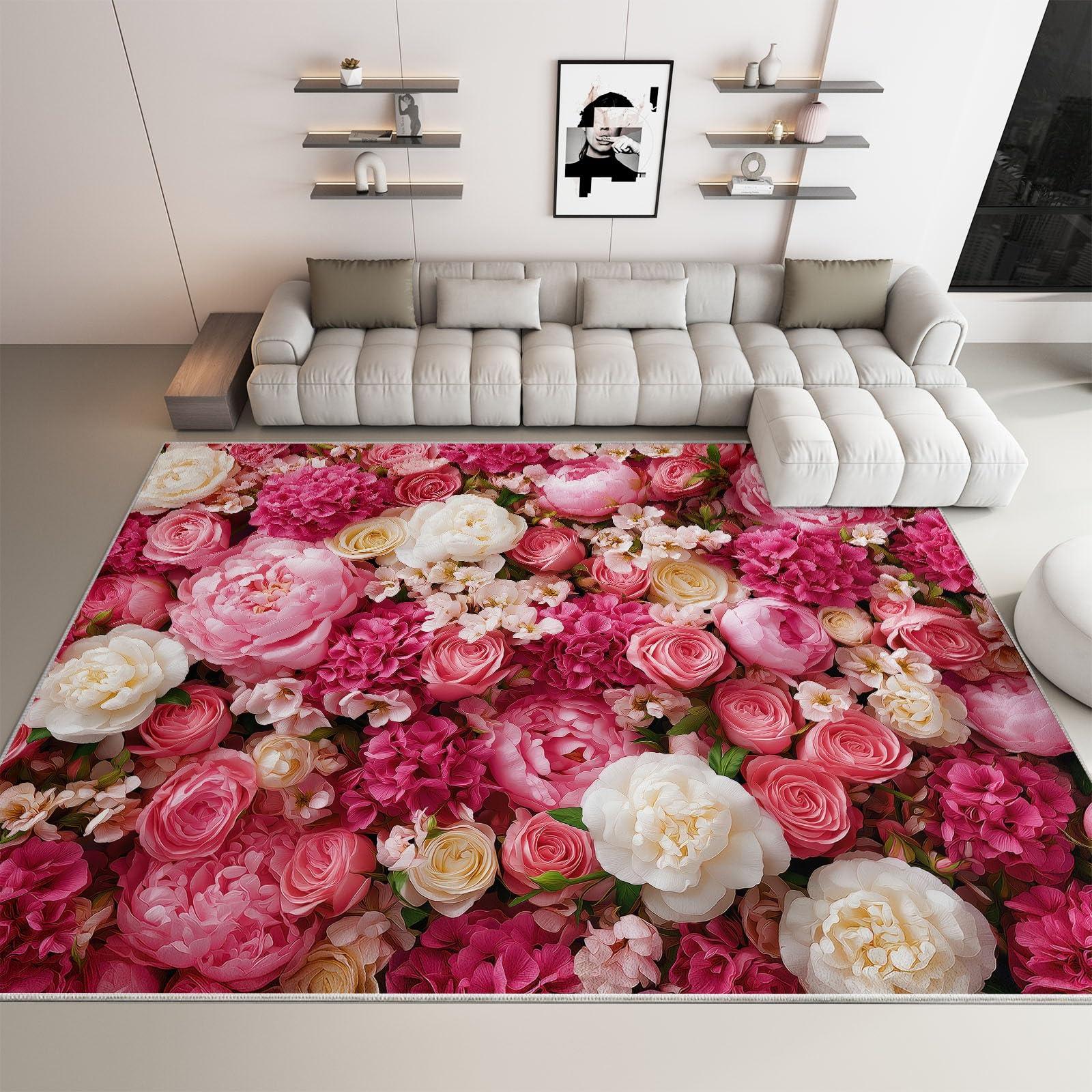Tapis rose Saint-Valentin romantique 120x170 cm cadeau douceur