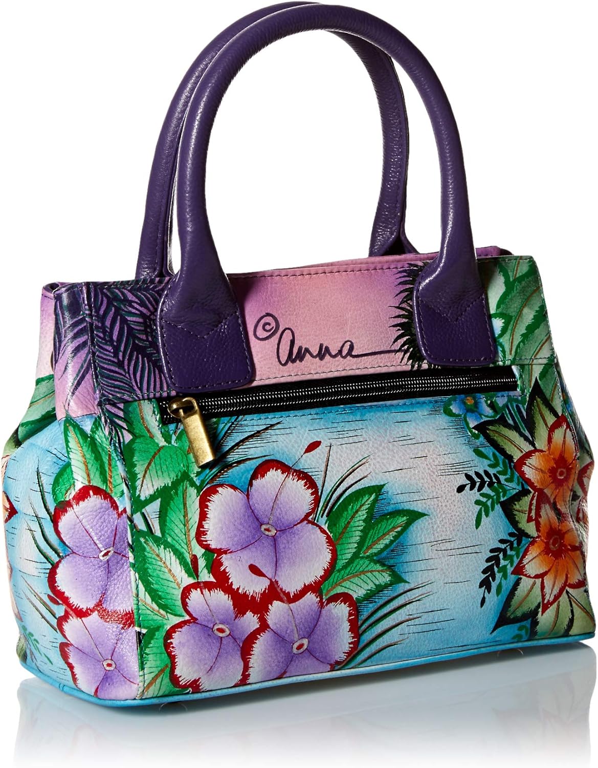 Anna by Anuschka womens N157Anna By Anuschka Hand Painted Leather Women's Small Convertible Tote,Tropical Flamingos,Tropical Flamingos