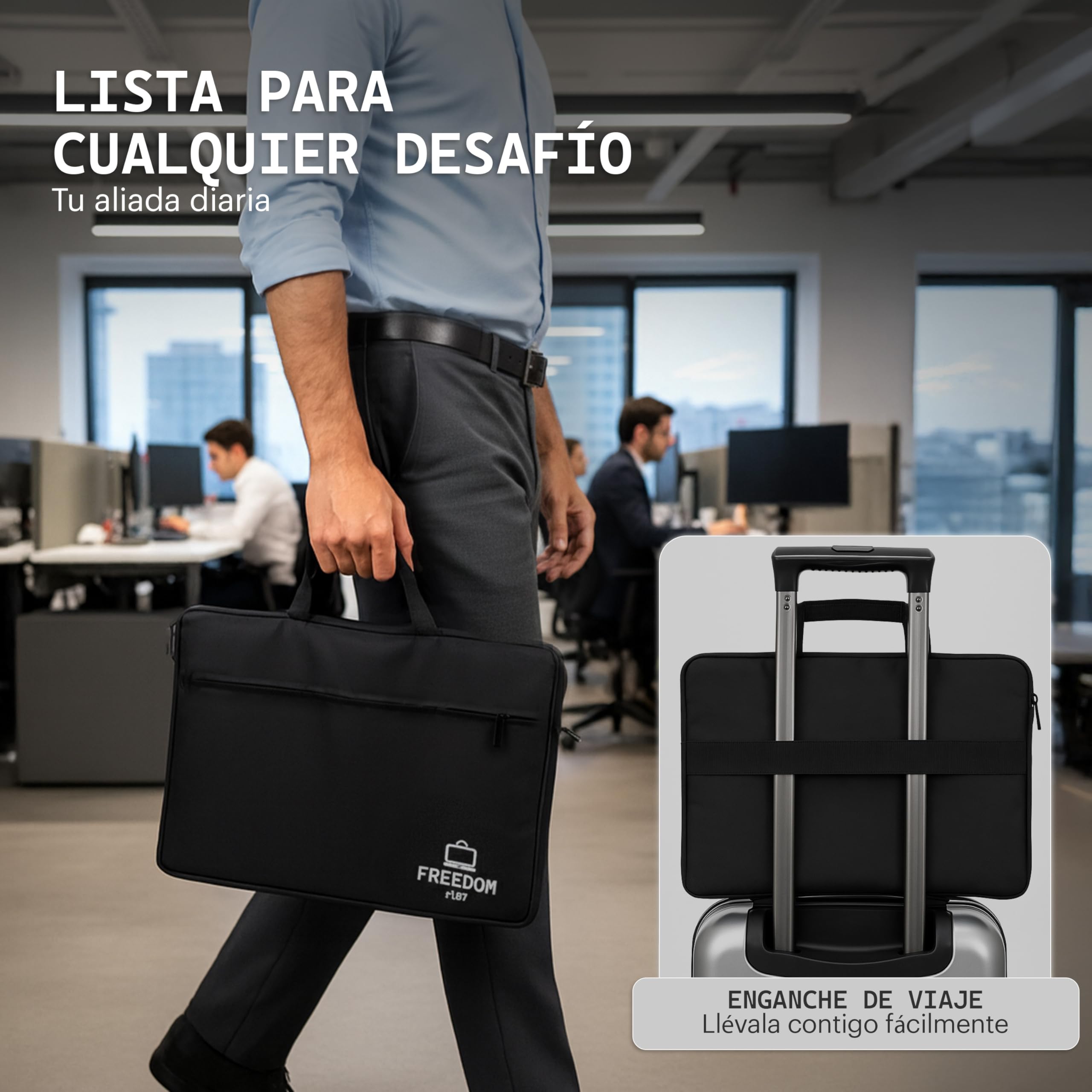 Genérico Bolsa Ordenador Portátil 15,6” Impermeable con Bandolera – Maletín Portátil Acolchado con Bolsillos, Cremallera Resistente – Bolso Laptop Ligero y Elegante