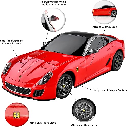 Miniatura 3 de BEZGAR Auto a control remoto Ferrari 599 GTO a escala 124 auto de carreras deportivo con licencia oficial vehículo de juguete Ferrari para niños