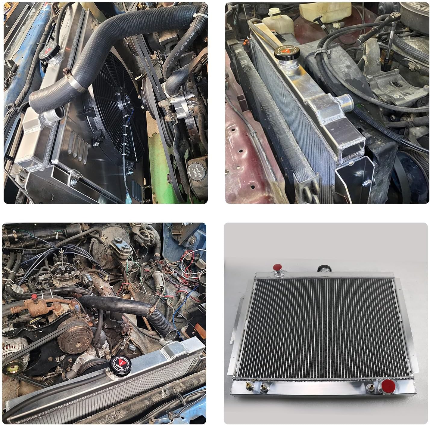 1/2/3/4 Row Core Aluminum Radiator + 16" Fan Shroud w/Relay Compatible with 1979-1993 Dodge RD200 D100 D150 D250 D350 D400 D450 W100 W150 W250 W350 Ramcharger (3 Row Radiator Fan Shroud)