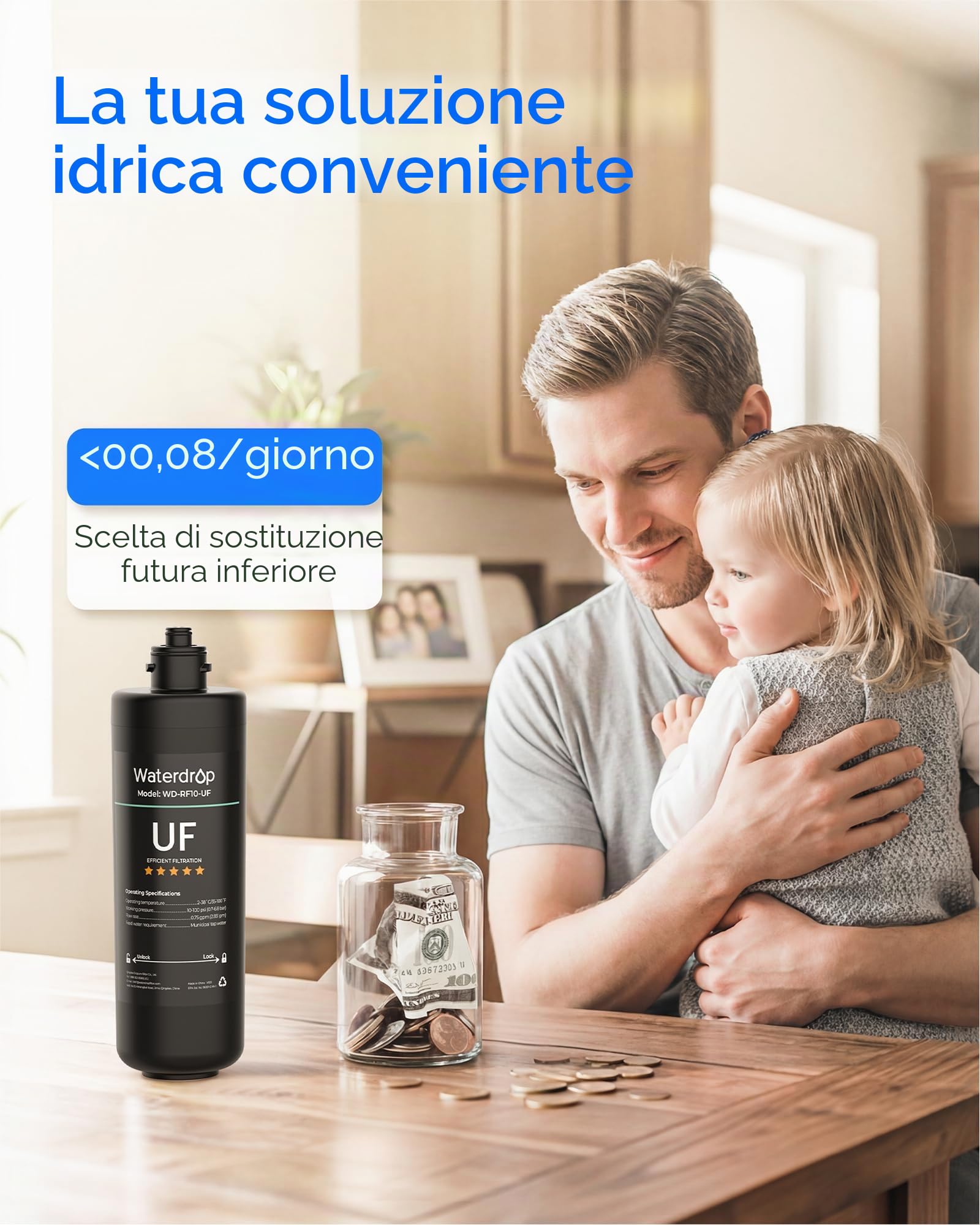 Waterdrop 10UA-UF Filtraggio dell'Acqua Sistema sotto il Lavello (Con 1 Filtro Aggiuntivo)