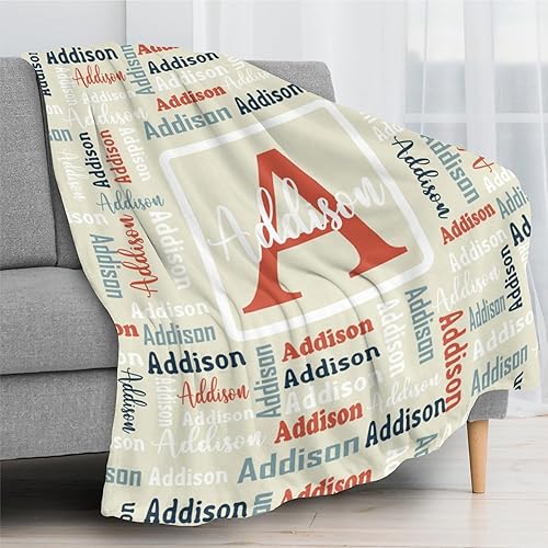 Miniatura 10 de Dr.TOUGH Manta personalizada con nombre para adultos y niños, mantas personalizadas de franela y mantas personalizadas