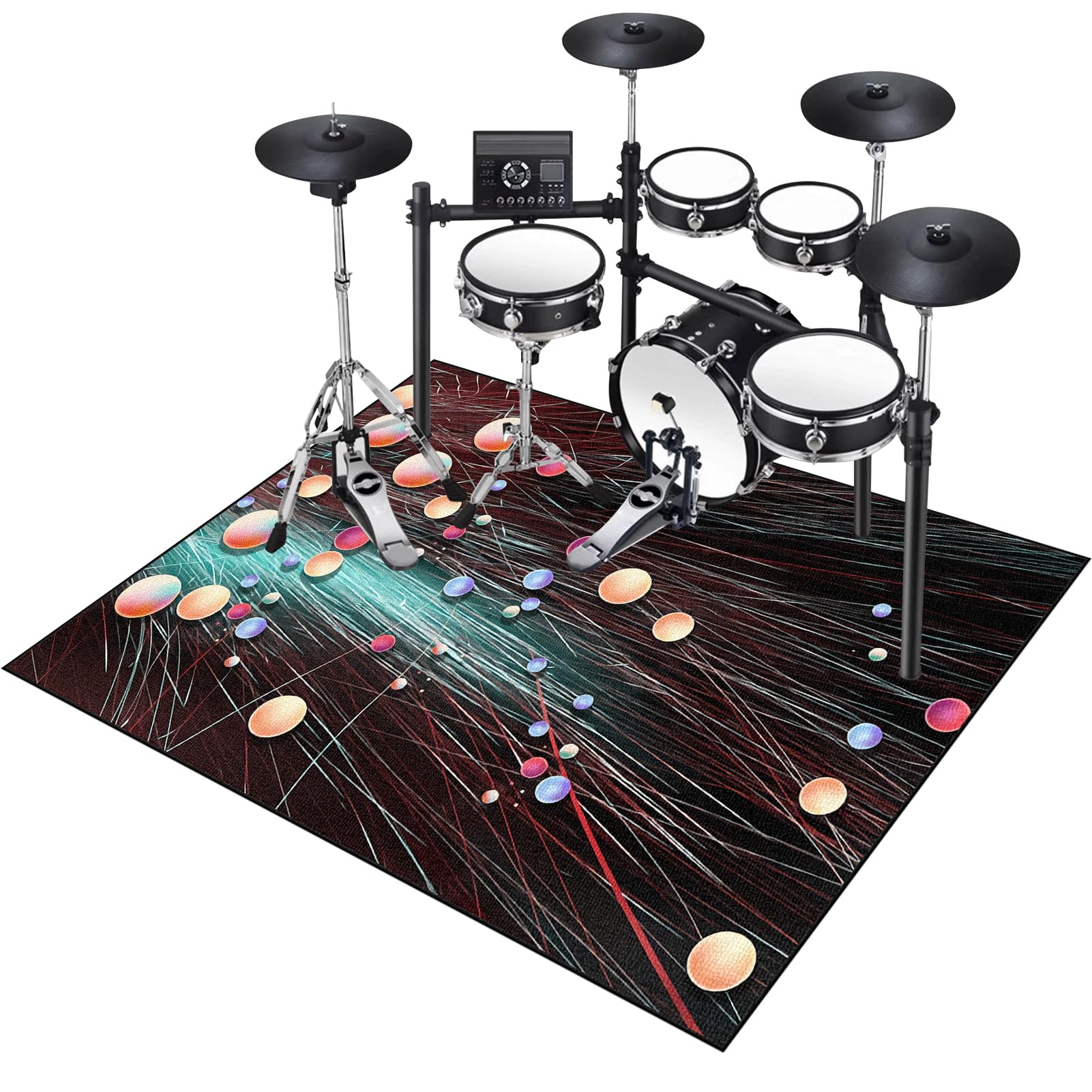 KQIEJUY Drum Rug, Drum Mat, Electrical Drum Carpet Soundproof Rug Pads Drum Accessories Shock Absorption Mat for Electric Drums Jazz Drum Set, Piano, Indoor Drum Accessories for Drummers 120 x 70 cm