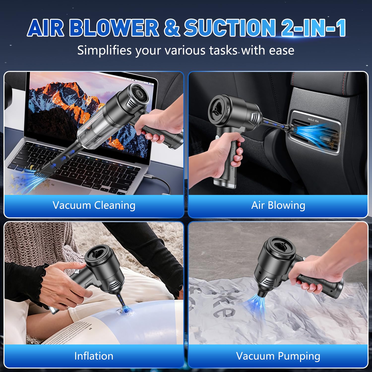 KMM Handheld Car Vacuum Cleaner, 10000PA Hand Held Vacuum & Air Duster view 3