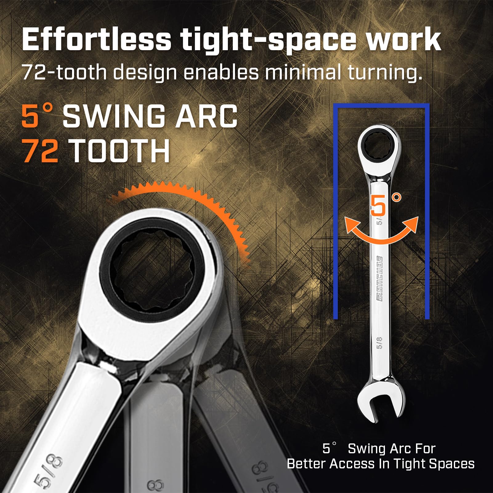 9-teiliger Ratschenschlüssel Set 8-19mm - 72 Zähne Cr-V Stahl Mit Tasche