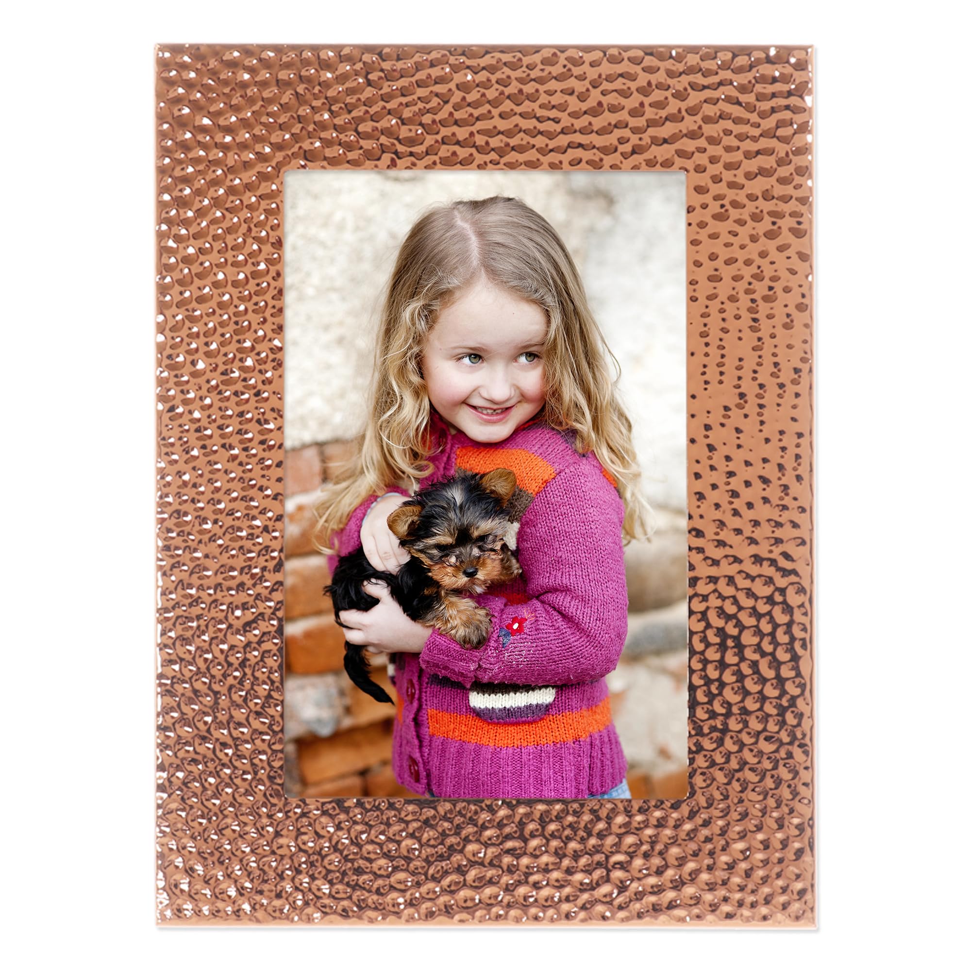 Lawrence Frames Hammered Polished Metal Picture Frame, 4x6, Copper