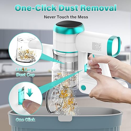 Miniatura 7 de Tikom V500 - Aspiradora inalámbrica para el hogar, 40000 Pa450 W con pantalla táctil LED, base de pared de carga, antienredos, aspiradora de mano