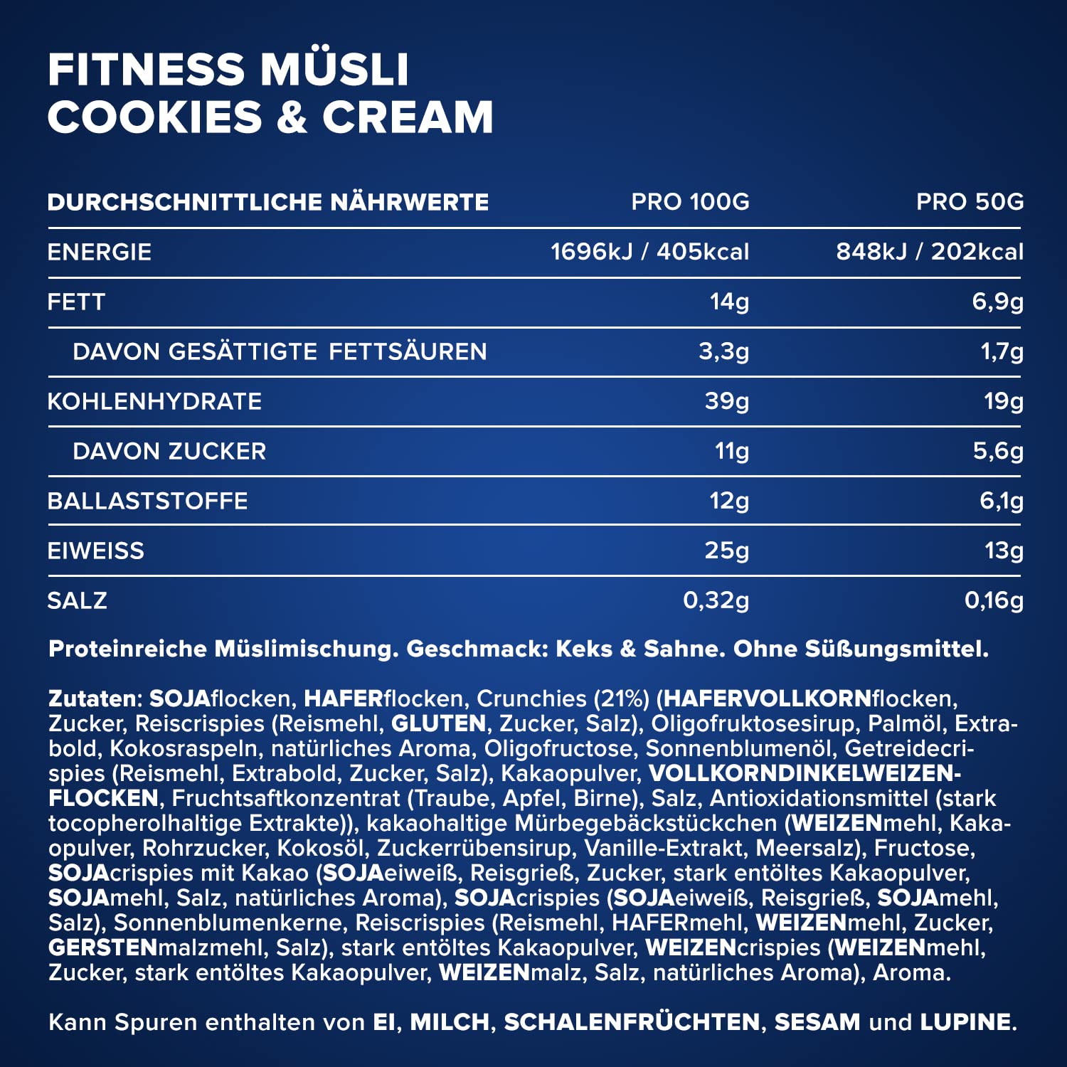IronMaxx Fitness Muesli - Cookies & Cream Bolsa de 2 kg | Muesli vegano alto en proteínas con crujientes | Contenido reducido en azúcar y alto en fibra