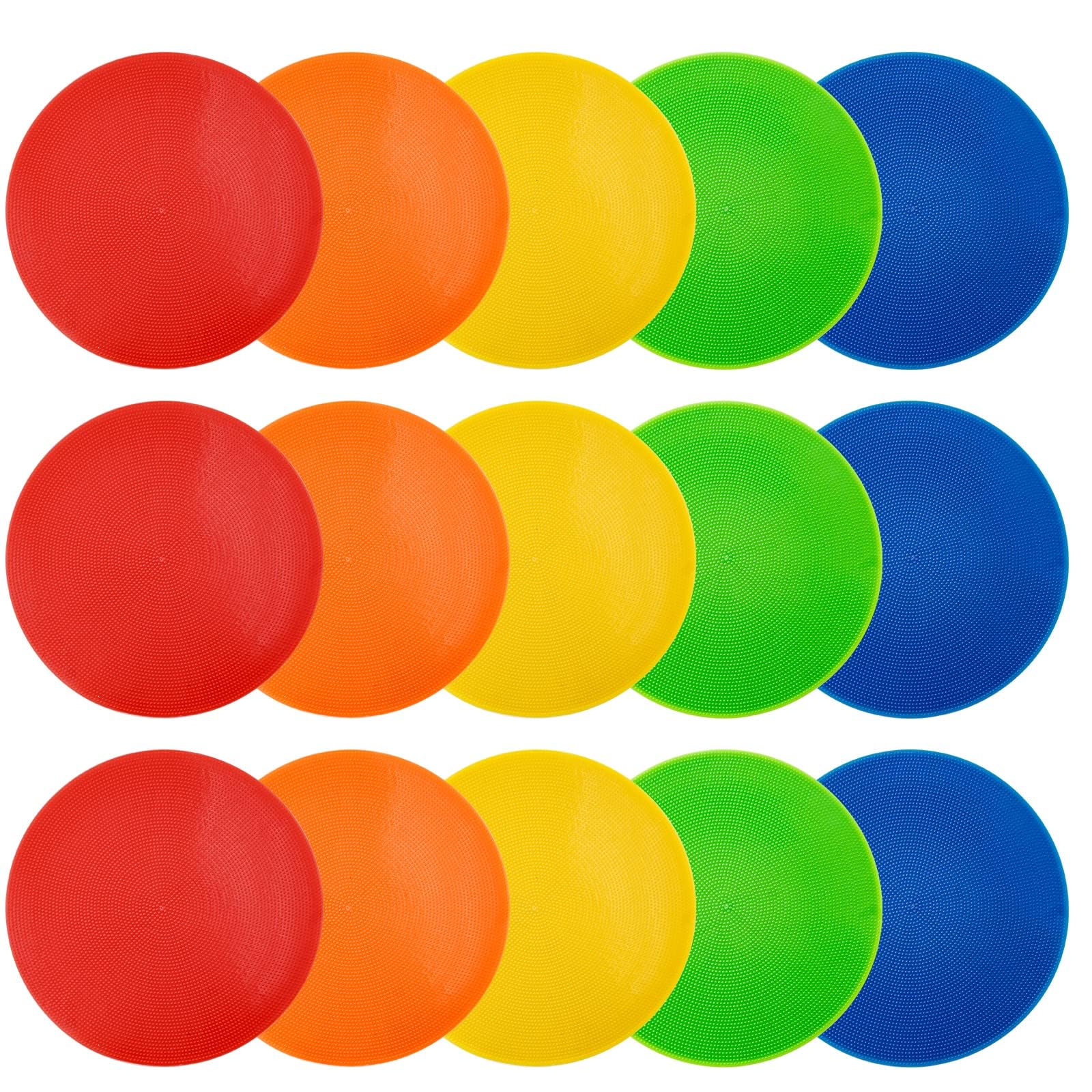 15 Stück Polyvinyl-Spotsmarken, 23 cm rutschfeste Sport Gummibodenmarken, Flache Feldkegel, Poly-Dots für Fußball, Basketball, Tanzübungen, Agilitätstraining und Drills (9 Zoll)