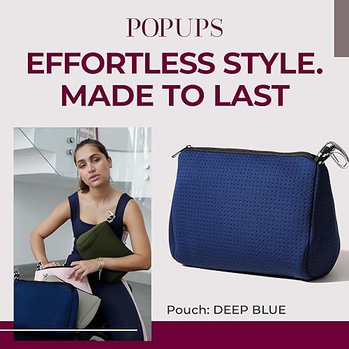 Miniatura 2 de Pop Ups Brand - Bolsa de maquillaje grande con cremallera, de neopreno, lavable a máquina, artículos de tocador de viaje, bolsa organizadora de