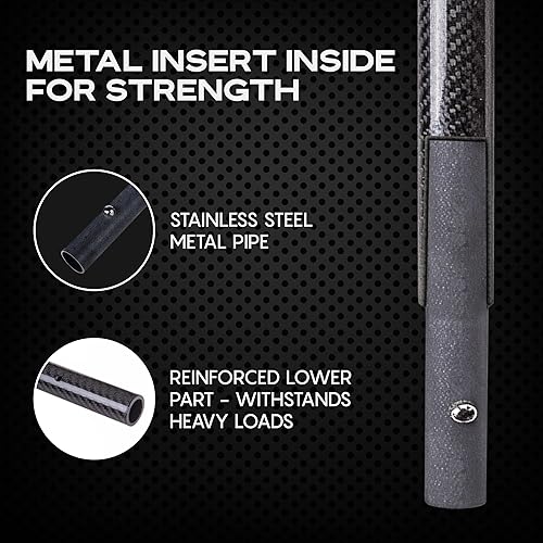 Miniatura 4 de CKG Pala detector de metales, mango de carbono de viaje, longitud total, 45.5 pies, diámetro 1.1 para pala de cuchara, poste ligero universal para