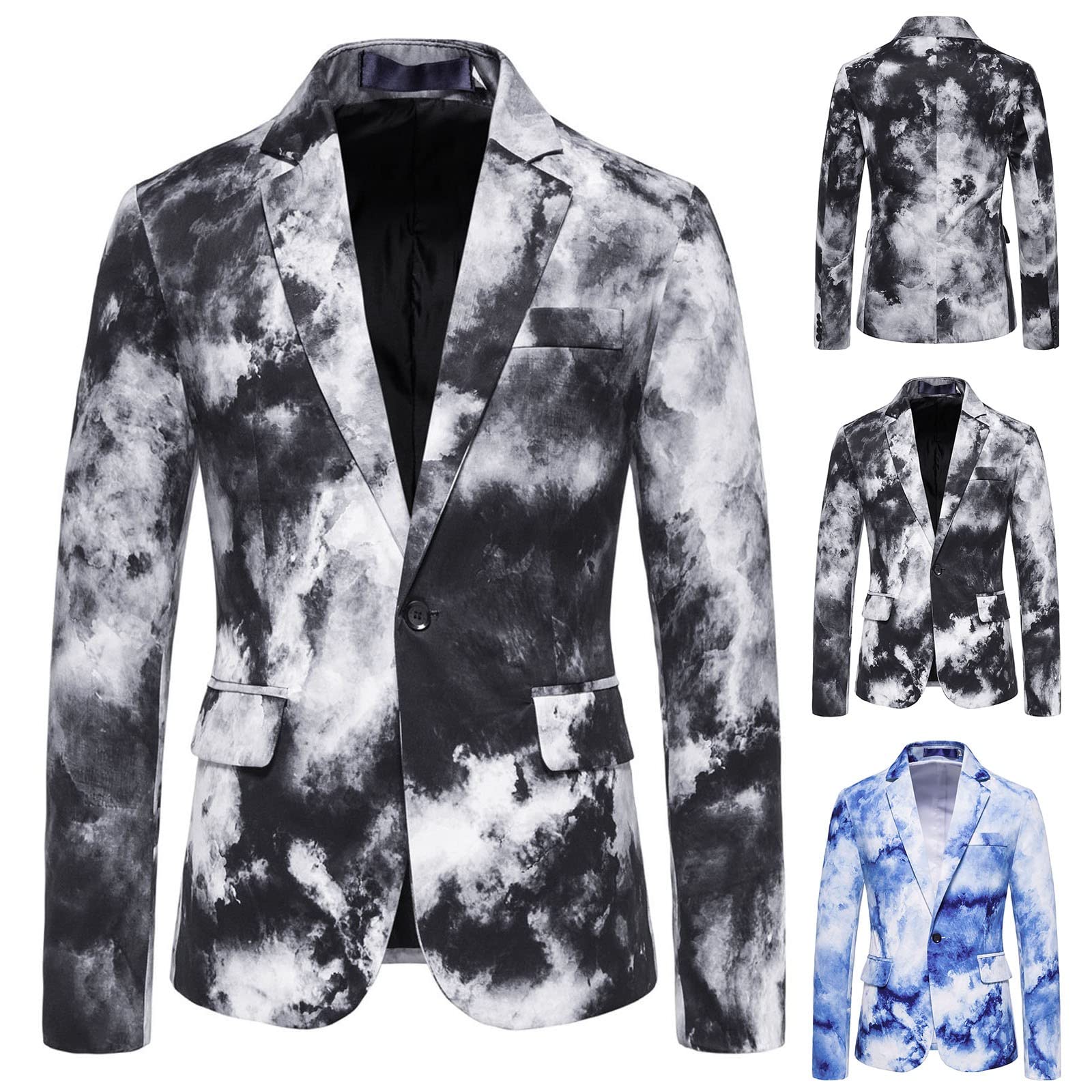 Blazer Uomo Slim Fit Formale Elegante Cappotto invernale per gli Uomini Giacca casual spruzzata di inchiostro Giacca da lavoro leggera Tasche One Button Moda Camicia Cappotto