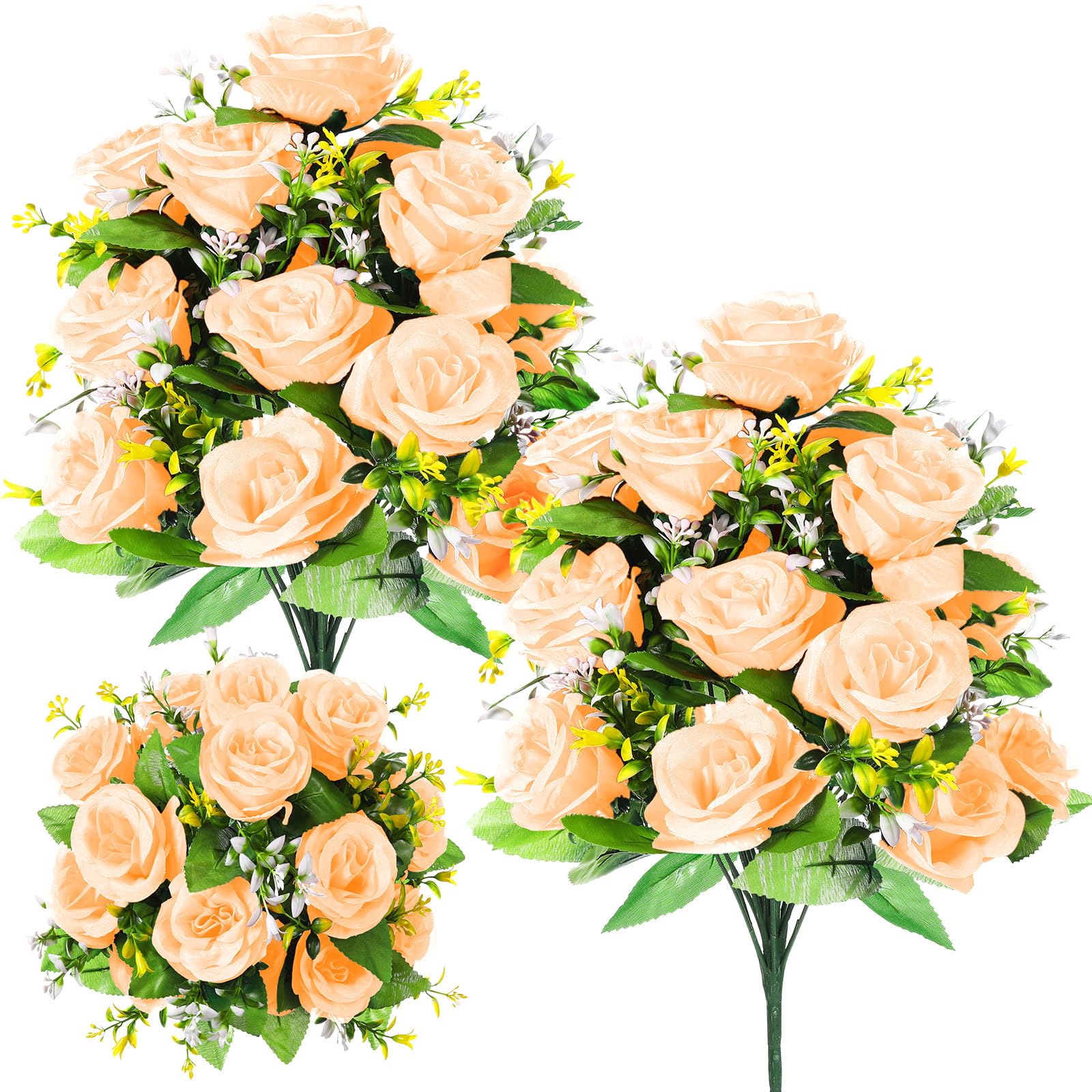 Riceshoot 2 Bouquets Artificial Cemetery Flowers for Grave Christmas Memorial 18 Heads Rose Silk Flower Faux Roses Arrangement for Headstone Tombstone