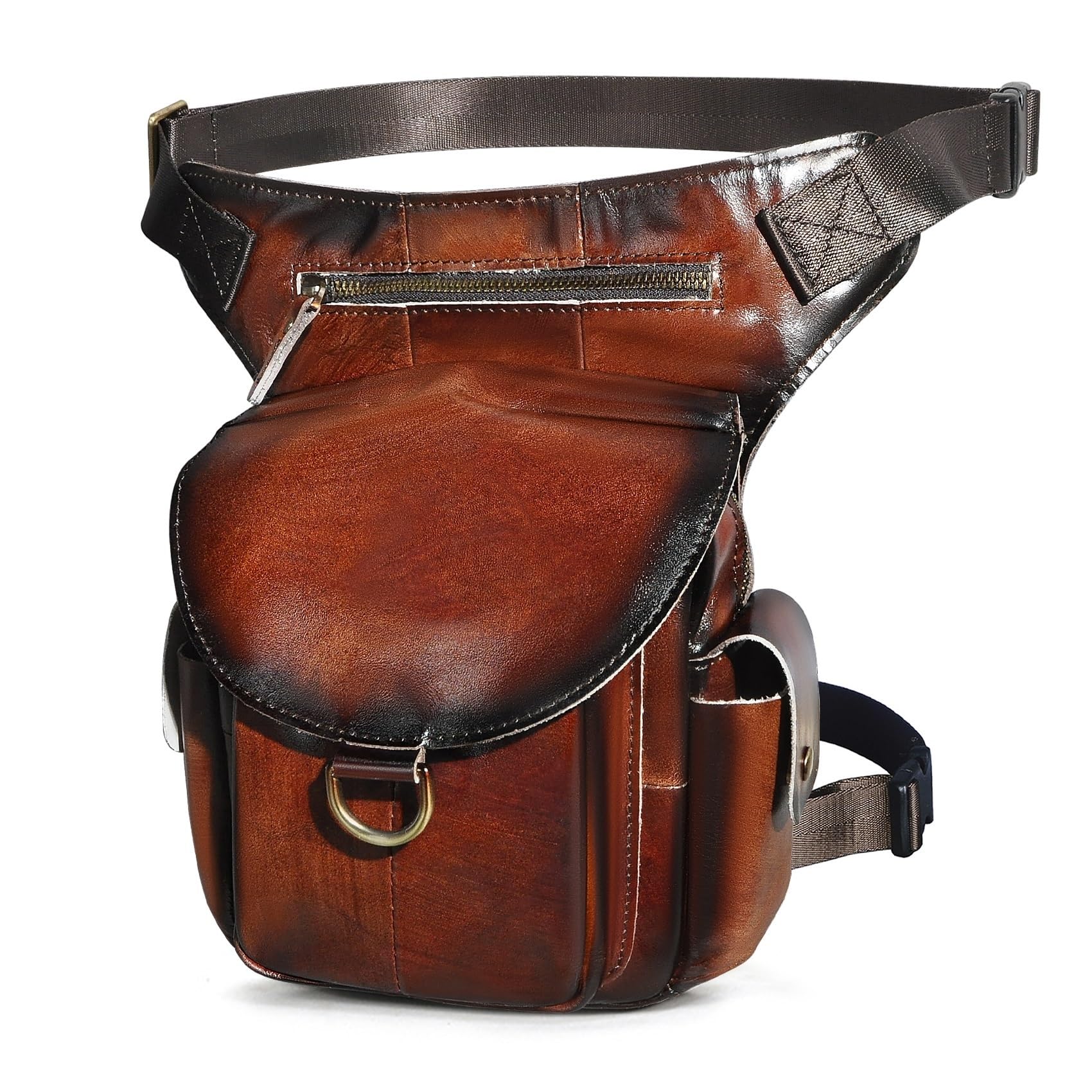Marsupio Da Gamba Borsa a tracolla multifunzione da uomo in pelle con design, organizer da cintura, marsupio, borsa a gamba cadente(Burgundy)